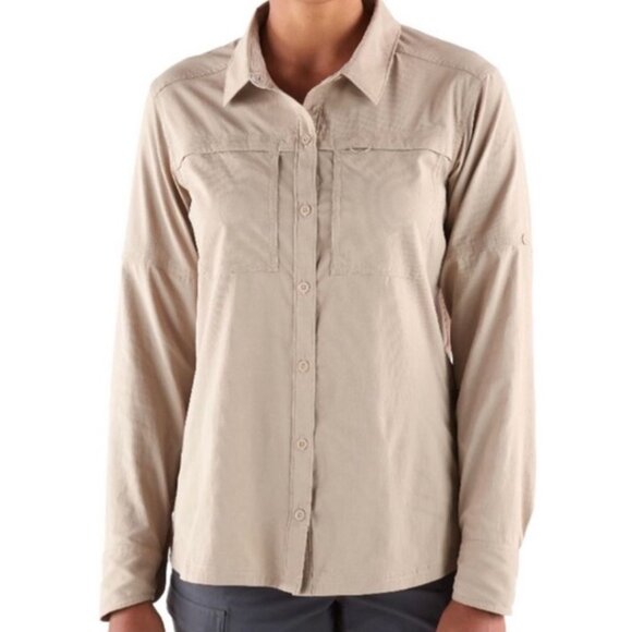 REI | Co-Op Sahara Long-Sleeve Solid Shirt Outdoors in Tan Beige | Size XL - Picture 2 of 11